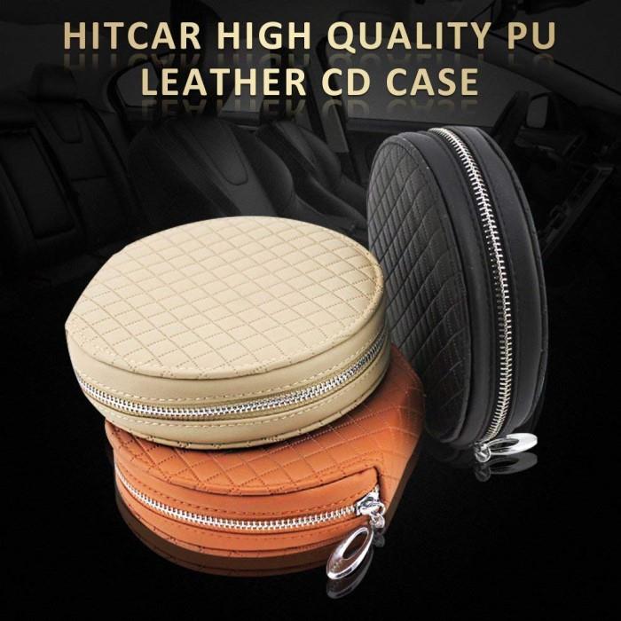Circle Zipper Closure PU Leather CD Case-6