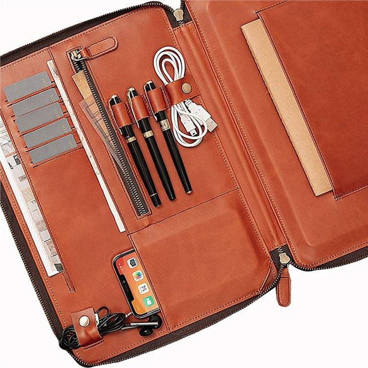 Leather Business Portfolio With Zipper Leather Business Portfolio With Zipper
