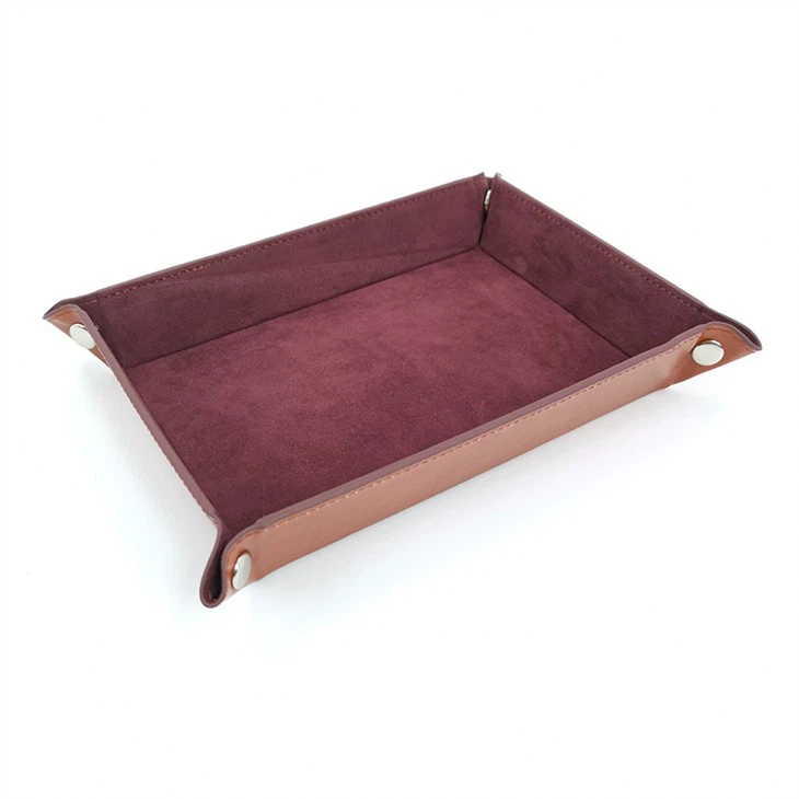 leather tray with folded edge