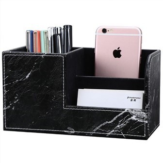 Leren bureau-organizer opbergdoos